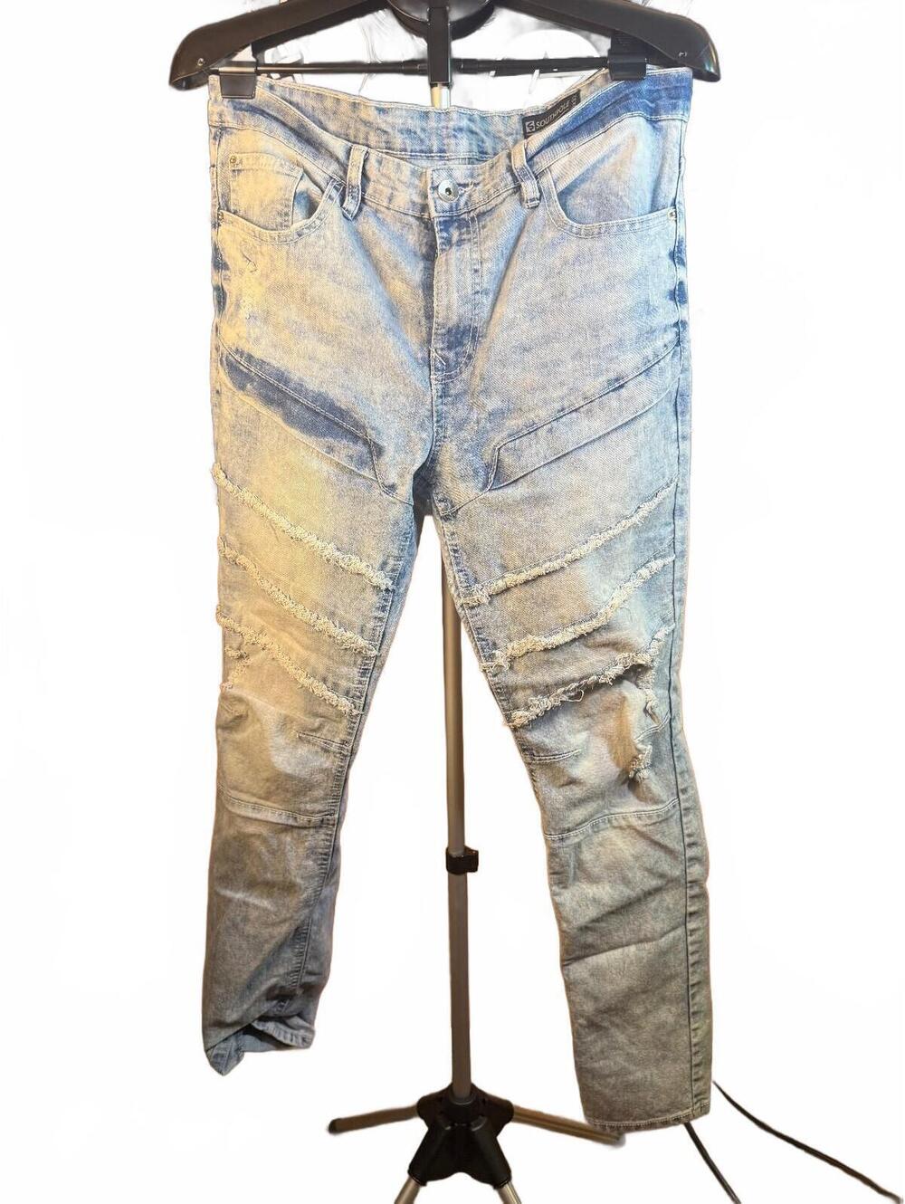 Southpole sz 36x32 Light Blue Distressed Skinny Jeans w Ripped